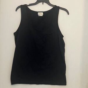 Kate spade New York bow tank top in black scoop neckline + cascading bow large
